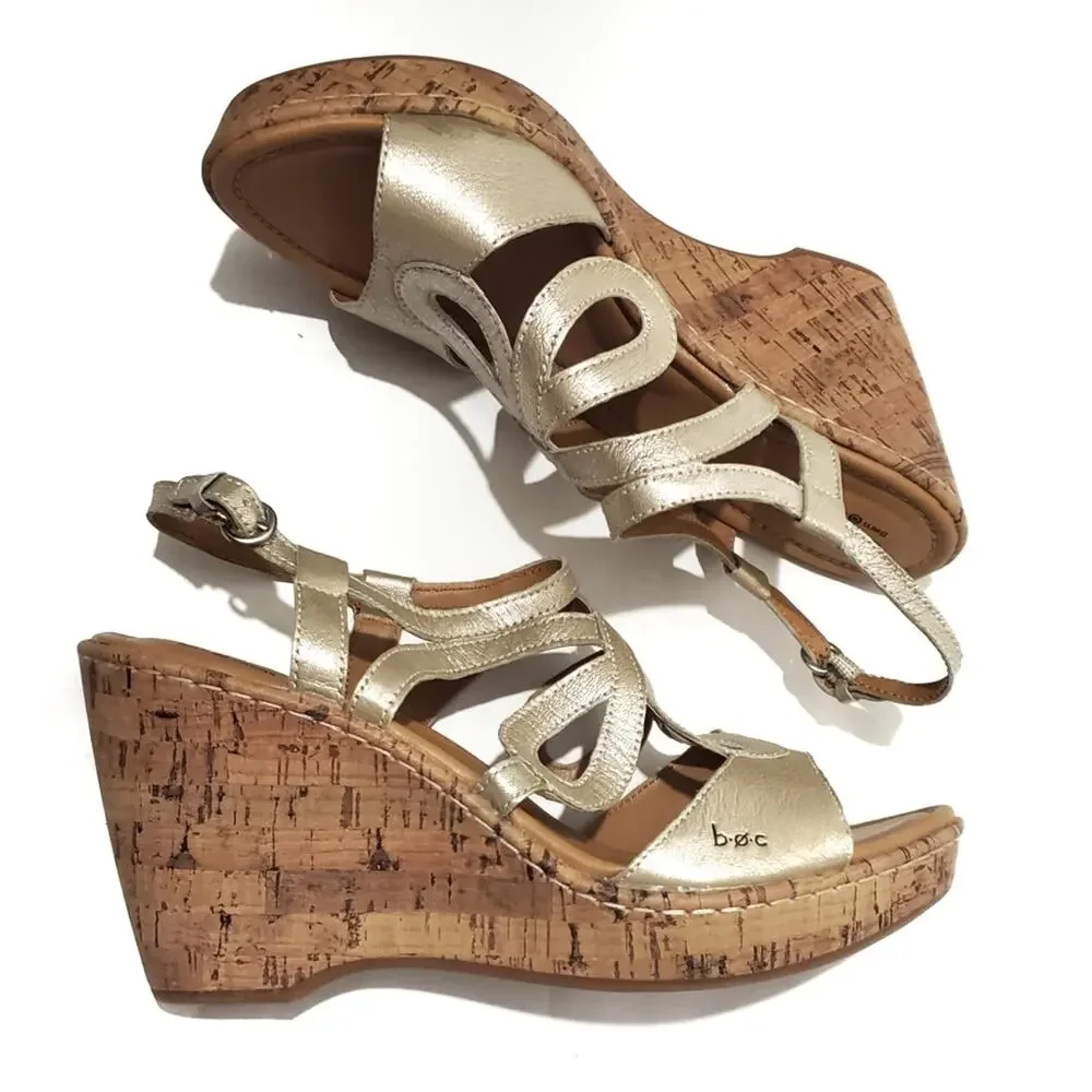 NEW Born BOC | Jayna Natural Leather Wedge Sandals